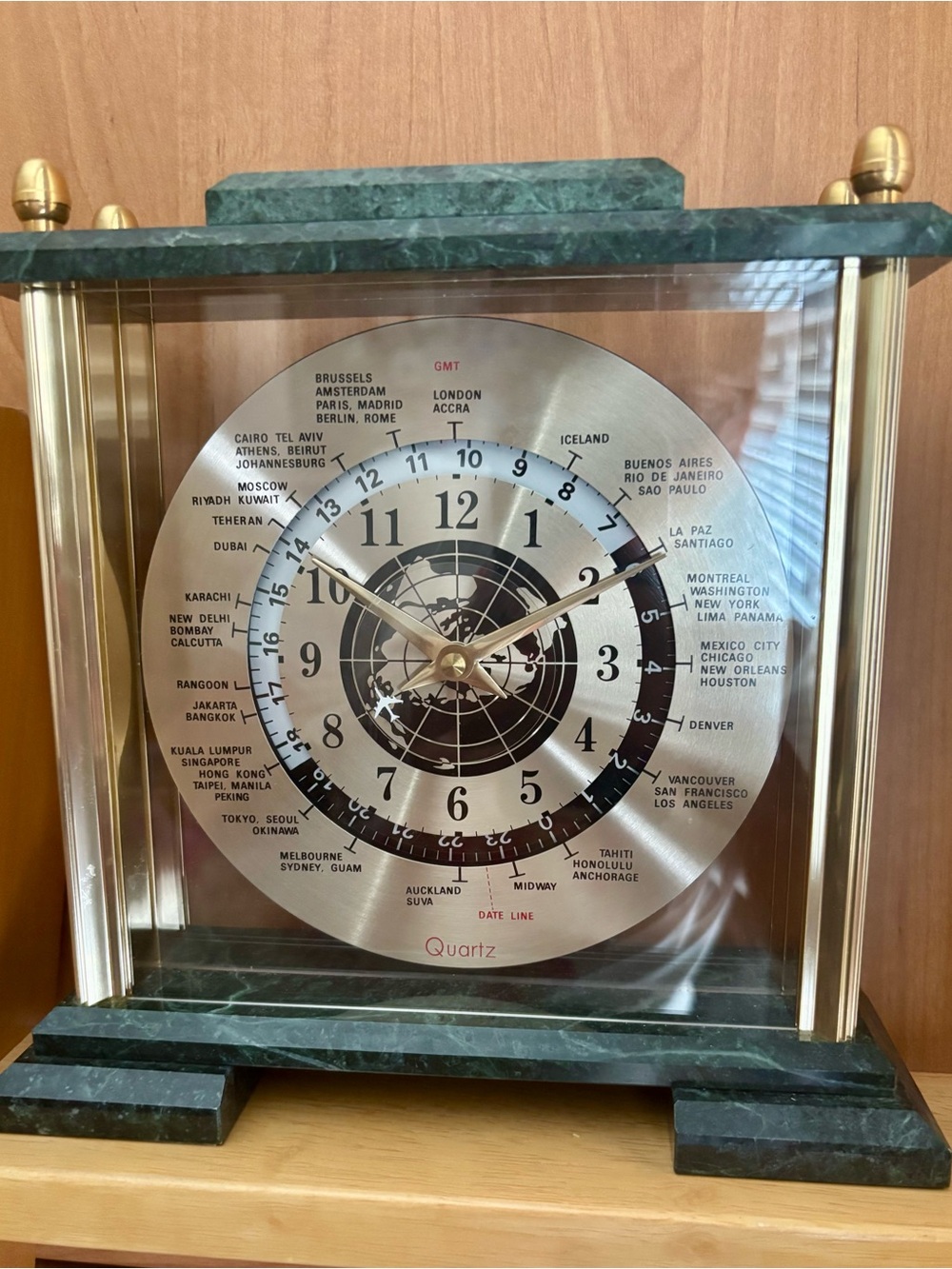 Marble & Brass World Time Clock